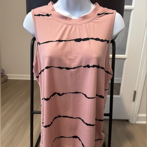 Tops - Women’s size large pink with black strip tank top